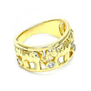 Anillo Multi Piedra 01.380.0002.09 Oro Laminado, Diseño de Elefante, con Zirconia Cubica Blanca, Pulido, Dorado