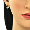 Arete Dormilona 02.156.0442.2 Oro Laminado, Diseño de Corazon, con Micro Pave Granate, Pulido, Dorado