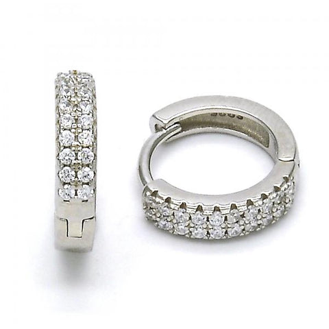 Argolla Huggie 02.175.0071.15 Plata Rodinada, con Zirconia Cubica Blanca, Pulido, Rodinado