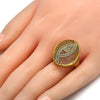 Anillo Multi Piedra 01.118.0027.08 Oro Laminado, con Cristal Blanca, Pulido, Dorado