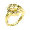 Anillo Multi Piedra 01.99.0083.09 Oro Laminado, Diseño de Flor, con Micro Pave Blanca, Pulido, Dorado