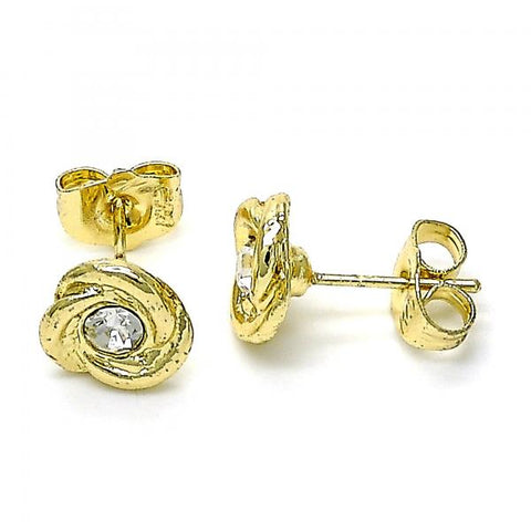 Arete Dormilona 02.213.0168 Oro Laminado, con Cristal Blanca, Pulido, Dorado