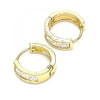 Argolla Huggie 02.210.0638.12 Oro Laminado, con Zirconia Cubica Blanca, Pulido, Dorado