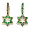 Argolla Huggie 02.210.0472.2.15 Oro Laminado, Diseño de Estrella de Davi, con Micro Pave Verde, Pulido, Dorado