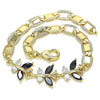 Pulsera Elegante 03.63.2127.1.07 Oro Laminado, Diseño de Mariposa, con Zirconia Cubica Negro y Blanca, Pulido, Dorado