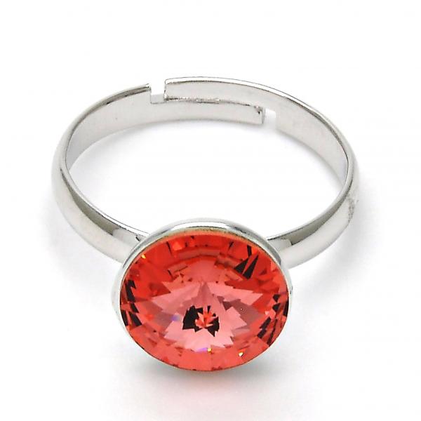 Anillo Multi Piedra 01.239.0001.4 Rodio Laminado, con Cristales de Swarovski Rose Peach, Pulido, Rodinado