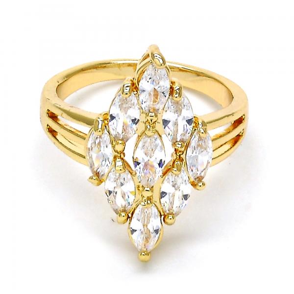 Anillo Multi Piedra 01.210.0054.07 Oro Laminado, con Zirconia Cubica Blanca, Pulido, Dorado