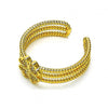 Anillo Multi Piedra 01.310.0025 Oro Laminado, Diseño de Trebol de Cuatro Hojas, con Micro Pave Blanca, Pulido, Dorado