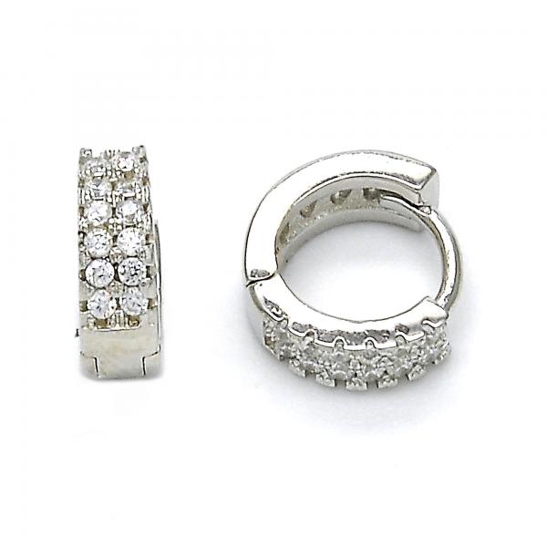 Argolla Huggie 02.186.0047.10 Plata Rodinada, con Zirconia Cubica Blanca, Pulido, Rodinado