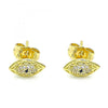 Arete Dormilona 02.156.0555 Oro Laminado, Diseño de Ojo Griego, con Micro Pave Zafiro Azul y Blanca, Pulido, Dorado