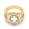 Anillo Multi Piedra 01.210.0058.08 Oro Laminado, con Zirconia Cubica Blanca, Pulido, Dorado
