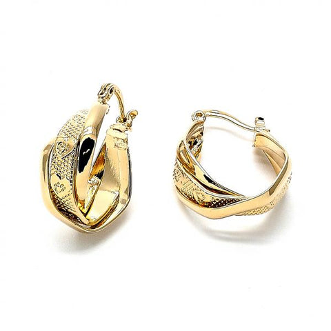 Argolla Pequeña 5.156.002 Oro Laminado, Diseño de Corazon, Diamantado, Dorado