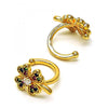 Arete Orejera 02.210.0694.1 Oro Laminado, Diseño de Trebol de Cuatro Hojas, con Micro Pave Multicolor, Pulido, Dorado
