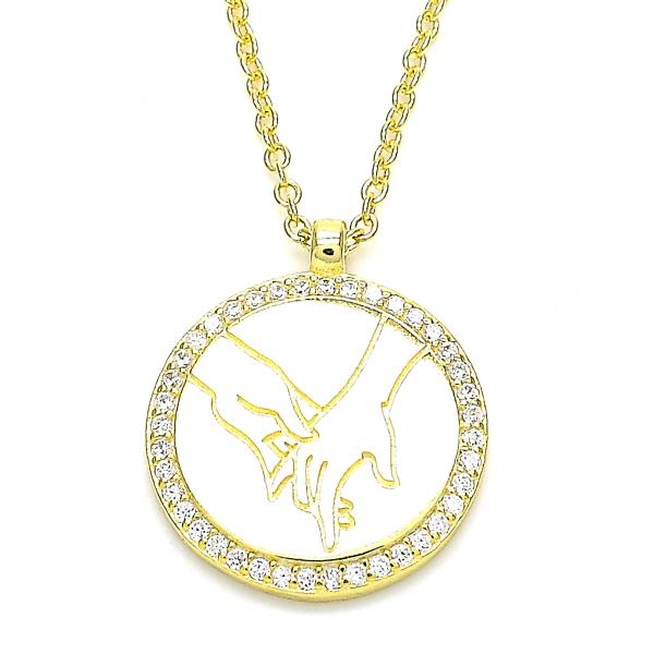 Collares con Dije 04.336.0209.2.16 Plata Rodinada, con Zirconia Cubica Blanca, Pulido, Dorado