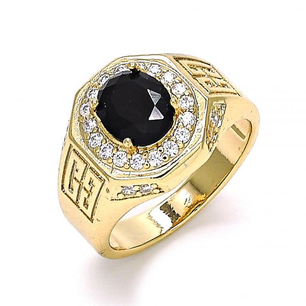 Anillo de Hombre 01.266.0050.2.11 Oro Laminado, con Zirconia Cubica Negro y Micro PaveBlanca, Pulido, Dorado