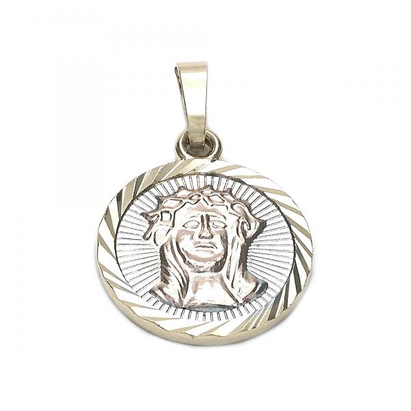 Dije Religioso 05.163.0040.1 Oro Laminado, Diseño de Jesus, Diamantado, Tricolor