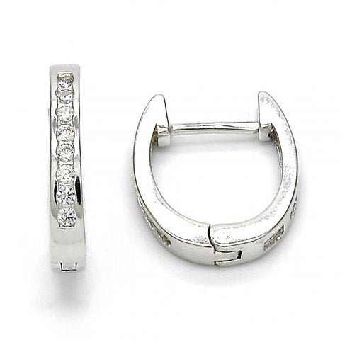 Argolla Huggie 02.186.0038.15 Plata Rodinada, con Zirconia Cubica Blanca, Pulido, Rodinado