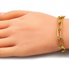 Pulsera Básica 03.341.0122.08 Oro Laminado, Diseño de Paperclip, Pulido, Dorado