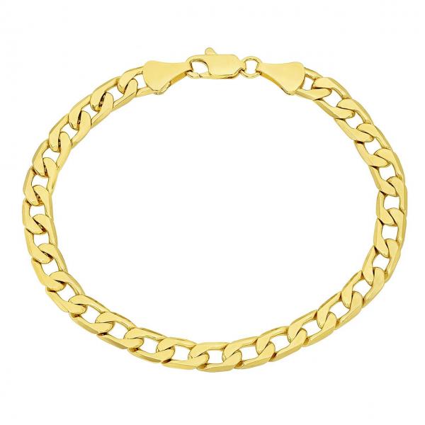 Pulsera Básica 5.222.005.07 Oro Laminado, Diseño de Cubana, Pulido, Dorado