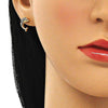 Arete Dormilona 02.344.0064.3 Oro Laminado, Diseño de Delfin, con Micro Pave Zafiro Azul, Pulido, Dorado