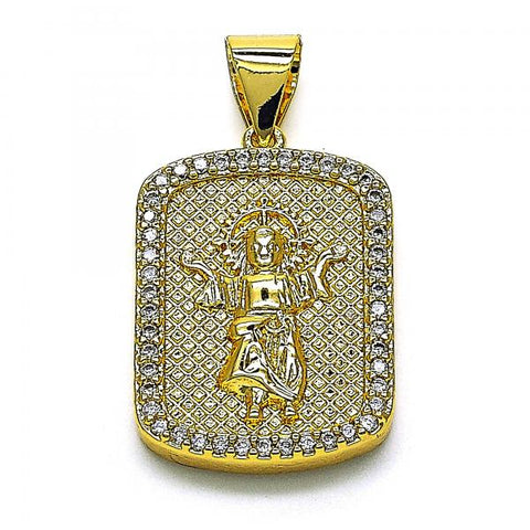 Dije Religioso 05.342.0117 Oro Laminado, Diseño de Divino Nino, con Micro Pave Blanca, Pulido, Dorado