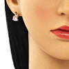 Arete Dormilona 02.387.0031.1 Oro Laminado, Diseño de Cisne, con Zirconia Cubica Rosado, Pulido, Dorado