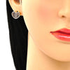 Arete Dormilona 02.156.0476.1 Oro Laminado, Diseño de Corazon, con Micro Pave Rubi, Pulido, Dorado