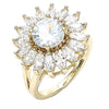 Anillo Multi Piedra 01.210.0106.07 Oro Laminado, Diseño de Flor, con Zirconia Cubica Blanca, Pulido, Dorado