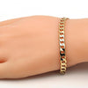 Pulsera Básica 5.222.004.07 Oro Laminado, Diseño de Cubana, Pulido, Dorado