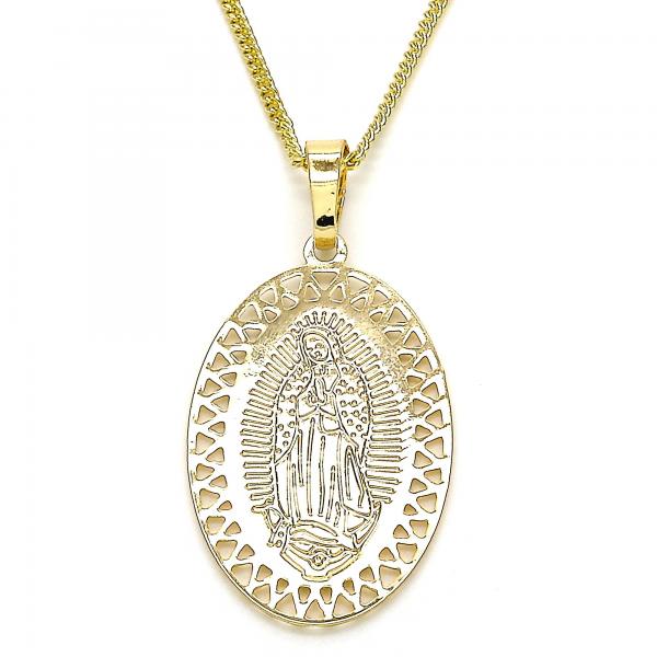 Collares con Dije 04.106.0047.1.20 Oro Laminado, Diseño de Guadalupe, Pulido, Dorado