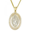 Collares con Dije 04.106.0047.1.20 Oro Laminado, Diseño de Guadalupe, Pulido, Dorado
