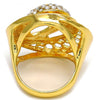 Anillo Multi Piedra 01.241.0018.08 Oro Laminado, Diseño de Espiral, con Cristal Blanca, Pulido, Dorado