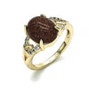 Anillo Multi Piedra 01.284.0063.07 Oro Laminado, con  Onix Negro y Micro PaveBlanca, Pulido, Dorado