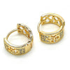 Argolla Huggie 02.210.0113.2.15 Oro Laminado, con Zirconia Cubica Blanca, Pulido, Dorado