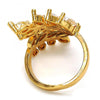 Anillo Multi Piedra 01.210.0008.08 Oro Laminado, Diseño de Oja, con Zirconia Cubica Blanca, Pulido, Dorado
