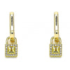Argolla Huggie 02.368.0023.10 Oro Laminado, Diseño de Candado, con Micro Pave Blanca, Pulido, Dorado