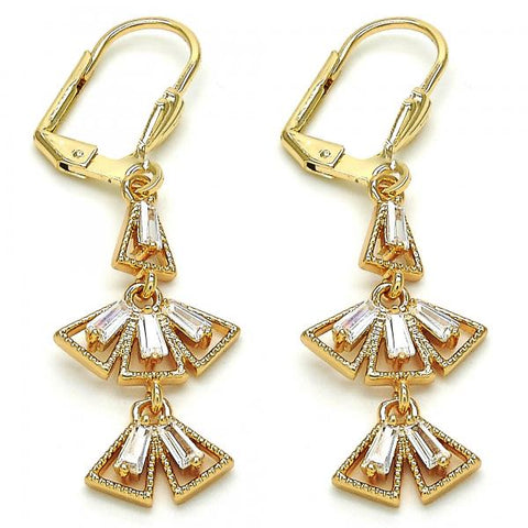 Arete Largo 02.323.0065 Oro Laminado, con Zirconia Cubica Blanca, Pulido, Dorado