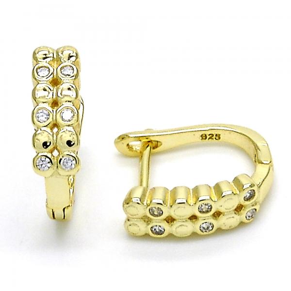 Argolla Huggie 02.186.0140.12 Plata Rodinada, con Zirconia Cubica Blanca, Pulido, Dorado