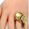 Anillo Multi Piedra 01.241.0047.07 Oro Laminado, Diseño de Flor, con Cristal Blanca, Pulido, Dorado