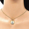 Collares con Dije 04.156.0398.20 Oro Laminado, Diseño de Mano de Dios, con Micro Pave Zafiro Azul y Blanca, Pulido, Dorado