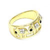 Anillo Multi Piedra 01.380.0004.08 Oro Laminado, Diseño de Elefante, con Cristal Blanca y Negro, Pulido, Dorado