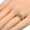 Anillo Multi Piedra 01.100.0005.08 Oro Laminado, Diseño de Mariposa y Triple, Diseño de Mariposa, con Micro Pave Blanca y Zirconia CubicaBlanca, Pulido, Dorado