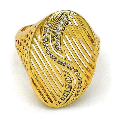 Anillo Multi Piedra 01.118.0048.09 Oro Laminado, con Micro Pave Blanca, Pulido, Dorado