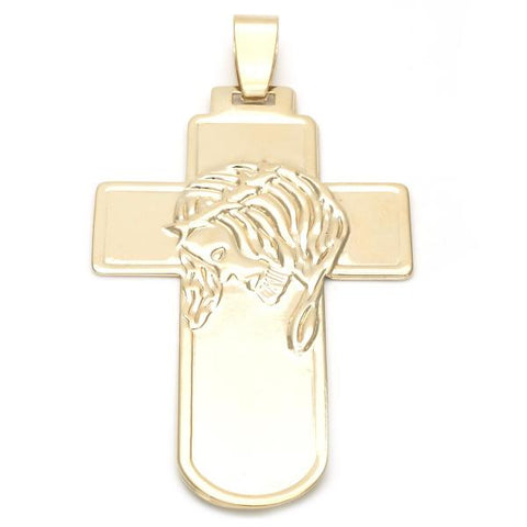 Dije Religioso 05.16.0218 Oro Laminado, Diseño de Cruz y Jesus, Diseño de Cruz, Pulido, Dorado