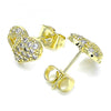 Arete Dormilona 02.283.0034 Oro Laminado, Diseño de Corazon, con Micro Pave Blanca, Pulido, Dorado