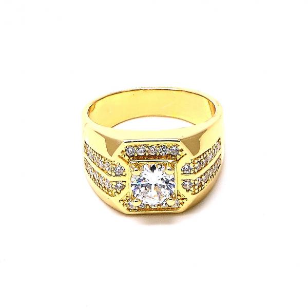 Anillo de Hombre 01.192.0008.10 Oro Laminado, con Zirconia Cubica Blanca, Pulido, Dorado
