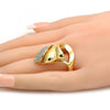 Anillo Multi Piedra 01.241.0031.07 Oro Laminado, Diseño de Flor, con Cristal Blanca, Pulido, Dorado