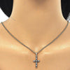 Collares con Dije 04.284.0007.2.22 Oro Laminado, Diseño de Cruz, con Zirconia Cubica Negro y Blanca, Pulido, Dorado