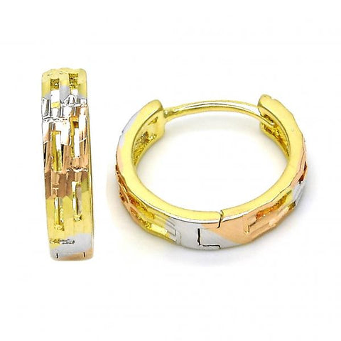 Argolla Huggie 02.26.0210.15 Oro Laminado, Diamantado, Tricolor