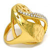 Anillo Multi Piedra 01.241.0023.08 Oro Laminado, Diseño de Estrella y Luna, Diseño de Estrella, con Cristal Blanca, Pulido, Dorado